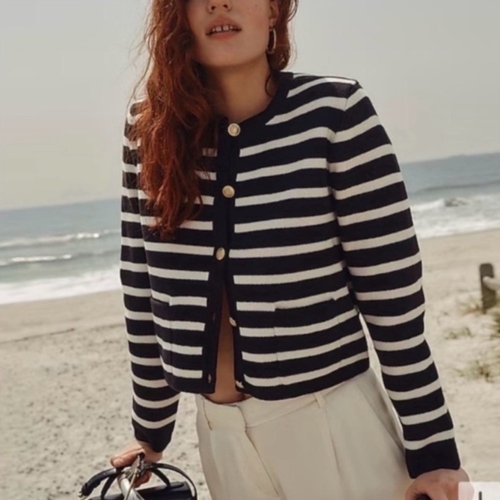 J Crew cotton nautical inspired cardigan xl